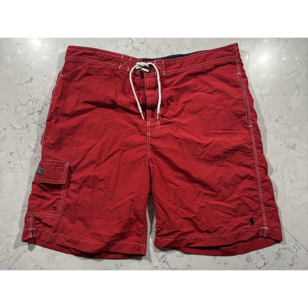 Polo Ralph Lauren Swim Trunks Mens XL Red Board Shorts Swimwear Preppy Surf Swim